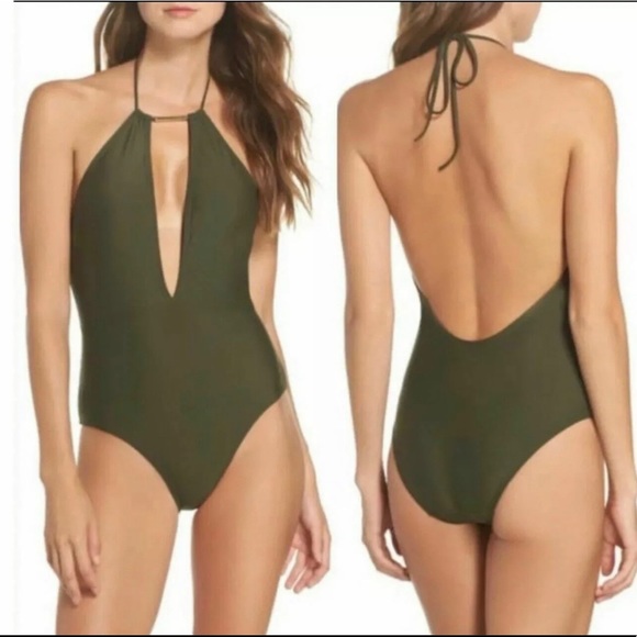 Ted Baker Other - TED BAKER Pikaa Khaki Green Halter Swimsuit NWT